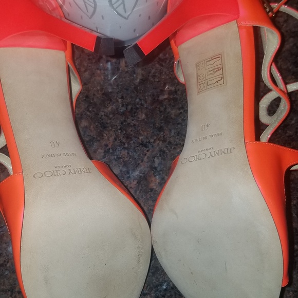 Jimmy Choo Lang Neon Orange Flame Ivette Sandle - Picture 4 of 6